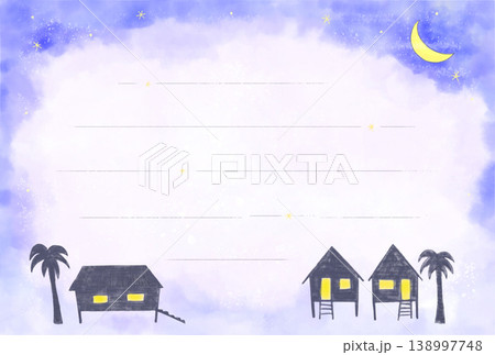 絵葉書用　夜空と村 138997748