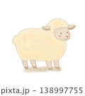 かわいい羊のイラスト　線あり 138997755