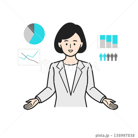 グラフを説明するスーツの女性 138997838