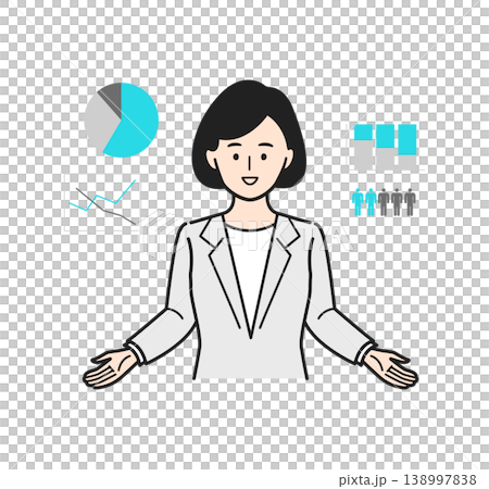 グラフを説明するスーツの女性 138997838
