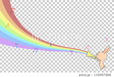 一隻兔子在吹小號，還有一道彩虹 138997866