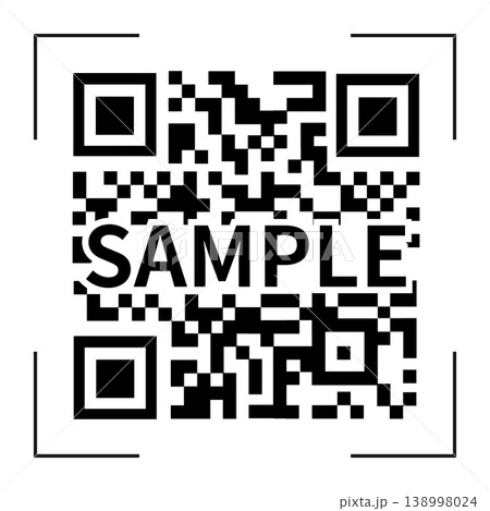 QRコード読み取りイメージ【白背景・スキャン枠付き・SAMPLE文字入り】 QRコード読み取りイメージ【白背景・スキャン枠付き・SAMPLE文字入り】 138998024