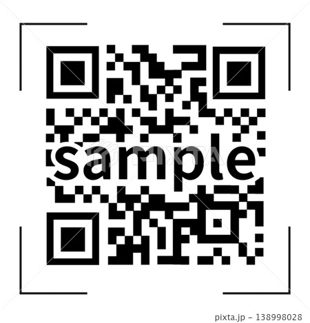 QRコード読み取りイメージ【スキャン枠透過・sample文字入り・シンプル】 QRコード読み取りイメージ【スキャン枠透過・sample文字入り・シンプル】 138998028