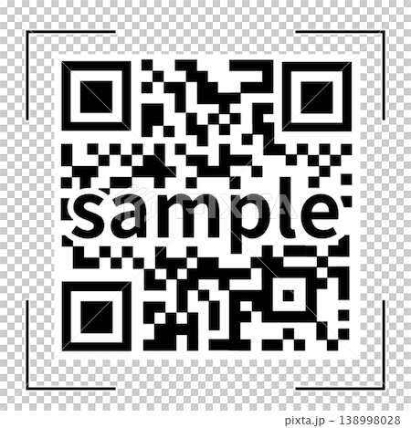 QRコード読み取りイメージ【スキャン枠透過・sample文字入り・シンプル】 QRコード読み取りイメージ【スキャン枠透過・sample文字入り・シンプル】 138998028