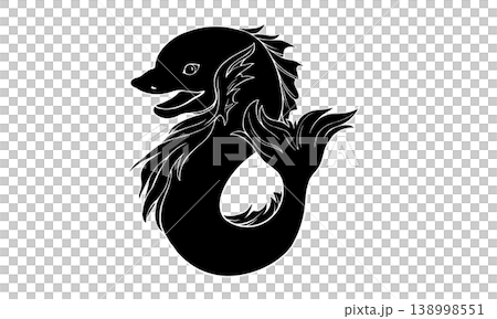 いるか座のイルカの白黒イラスト（白フチあり） 138998551