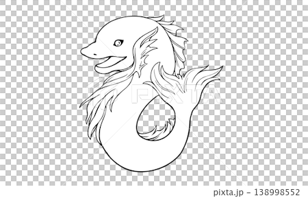 いるか座のイルカの線画イラスト 138998552