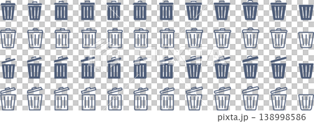 A set of simple icons featuring trash can symbols in various shapes. A set of simple icons featuring trash can symbols in various shapes. 138998586