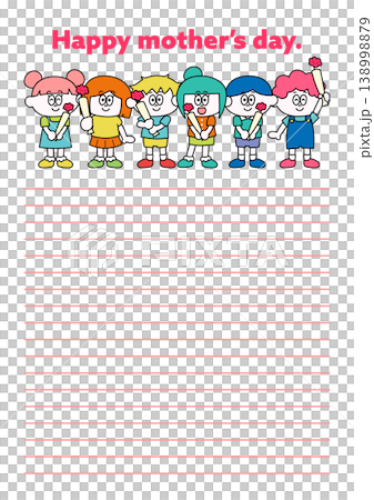 Illustration of children holding flowers - Mother's Day letter Illustration of children holding flowers - Mother's Day letter 138998879