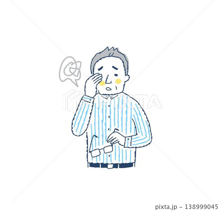 目の不調で困っているシニア男性 目の不調で困っているシニア男性 138999045