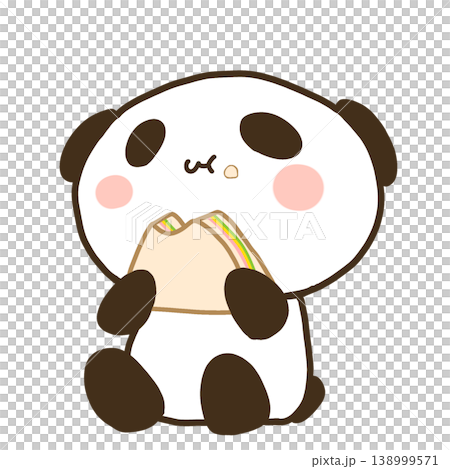 Illustration of a panda eating a sandwich (material / animal / munching / cute) 138999571