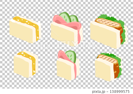 A set of illustrations of sandwiches and mini sandwiches. A set of illustrations of sandwiches and mini sandwiches. 138999575