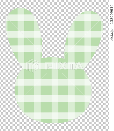Illustration of green bunny head shape with checked pattern for plush toy, kid doll, childhood, youth, department store, animal, sticker, rabbit cartoon, comic, mascot, happy easter, sticker, patch 138999654
