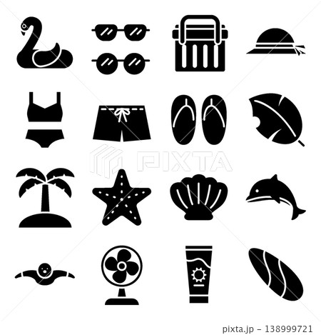 Summer Vacation Icon Set - Glyph 138999721