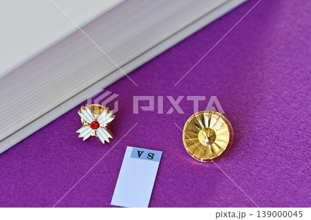 検察官バッチと弁護士バッチ 法廷対決イメージ 139000045