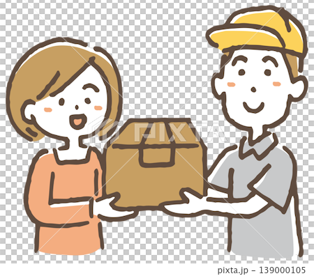 Illustration of a delivery person delivering a package. Illustration of a delivery person delivering a package. 139000105