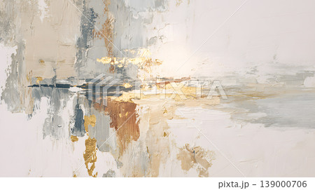 Abstract painting textured neutral color gold accent beige gray minimalist canvas modern art wall decor 139000706