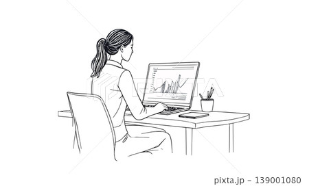 Businesswoman analyzing data working online with laptop Businesswoman analyzing data working online with laptop 139001080