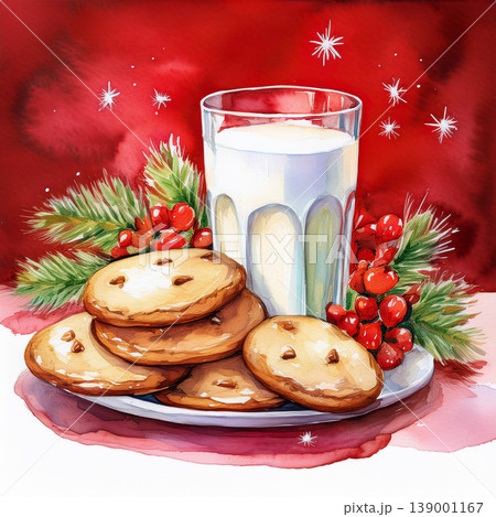Christmas cookies and milk serving festive tradition Christmas cookies and milk serving festive tradition 139001167