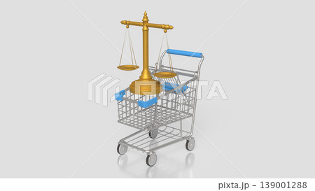 Digital Documents And Legal E commerce Concept With Shopping Cart And Balance Scale 3d render. 139001288