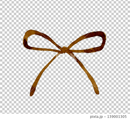 Simple ribbon made from brown string - hand-drawn watercolor illustration material 139001305