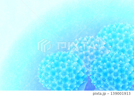 淡いライトブルーの背景に浮かぶ美しい青い紫陽花のイラスト 139001913