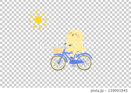 自転車に乗って楽しむかわいい猫 手描きイラスト素材 自転車に乗って楽しむかわいい猫 手描きイラスト素材 139001945