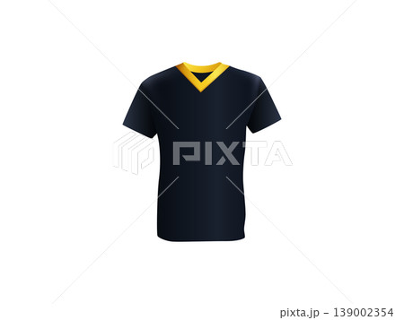 Blank V neck tshirt for men template realistic 3d apparel mockup isolated on white background for fashion branding print design clothing presentation and merchandising 139002354