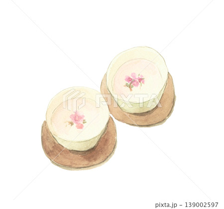 桜茶の手描き水彩イラスト 139002597