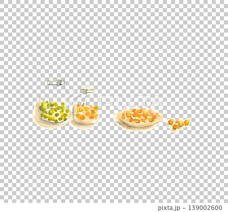 梅仕事梅酒梅干し瓶の手描き水彩イラスト 139002600