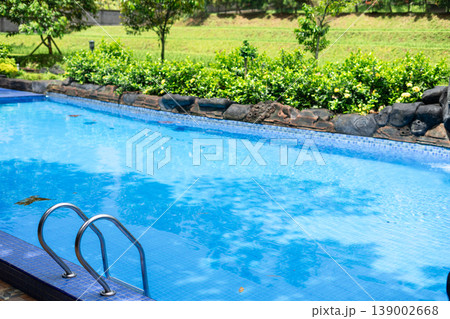 Modern Swimming Pool with Countryside Rice...の写真素材 [139002668] - PIXTA