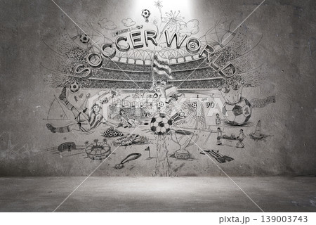 Soccer doodle on the wall 139003743