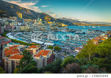 Amazing harbor of Monte Carlo with luxury yachts, Monaco 139003849