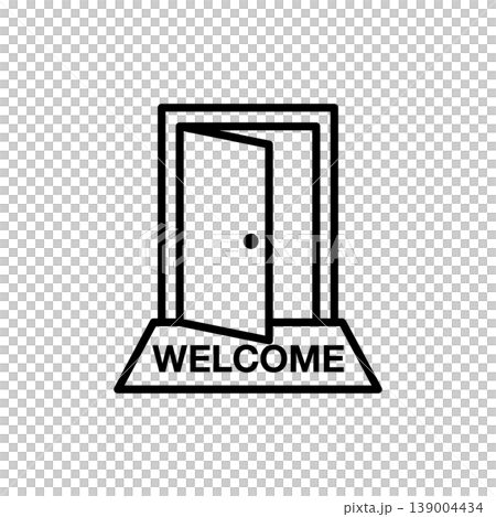 Open Door with Welcome Mat Icon Open Door with Welcome Mat Icon 139004434