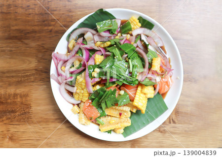 salmon ,culantro and corn salad or fruit and vegetable salad salmon ,culantro and corn salad or fruit and vegetable salad 139004839