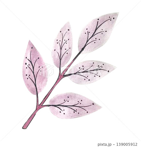 pink leaf doodle watercolor pink leaf doodle watercolor 139005912