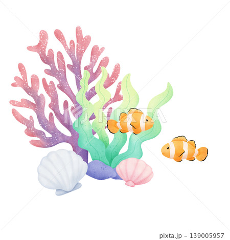 cloral reef scene illustration 139005957