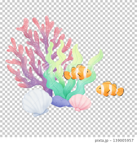 cloral reef scene illustration 139005957