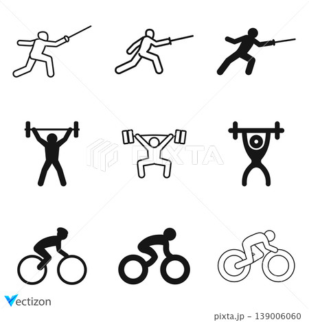 Athlete icons set. Sport vector line icon set. Athlete icons set. Sport vector line icon set. 139006060