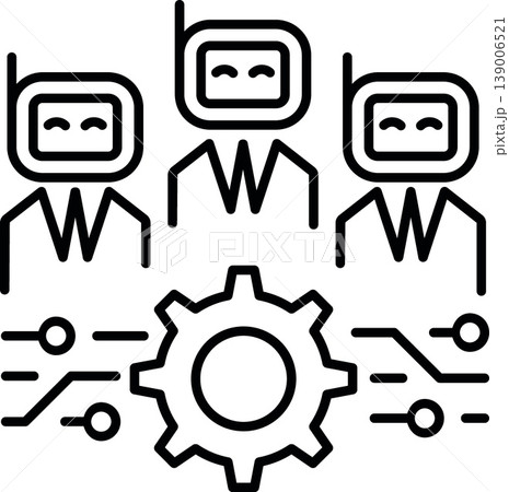 Ai automation robot team outline, business technology collaboration concept minimal icon design Ai automation robot team outline, business technology collaboration concept minimal icon design 139006521