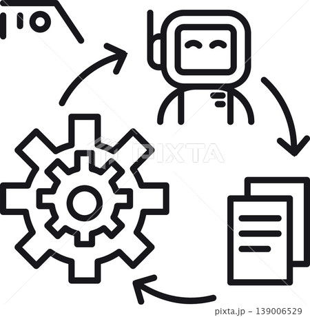 Ai automation workflow icon robot gear document line art Ai automation workflow icon robot gear document line art 139006529