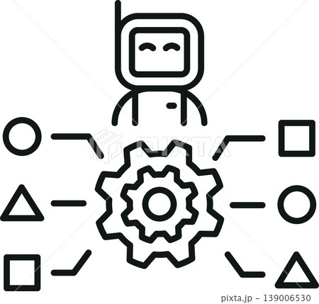 Ai automation robot icon gear triangle circle square line art Ai automation robot icon gear triangle circle square line art 139006530