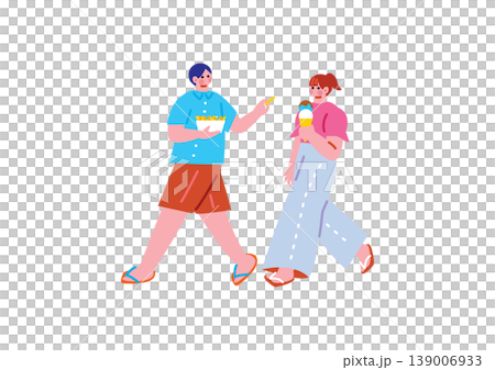 夏季約會情侶插圖 夏季約會情侶插圖 139006933