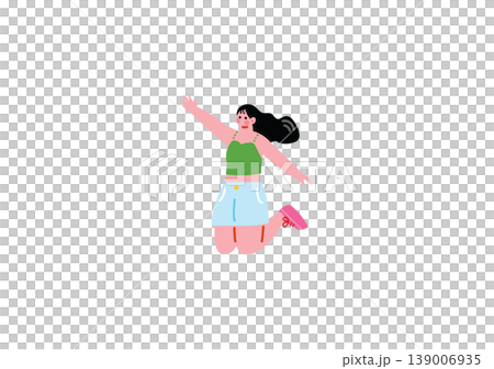 Illustration of a jumping woman Illustration of a jumping woman 139006935