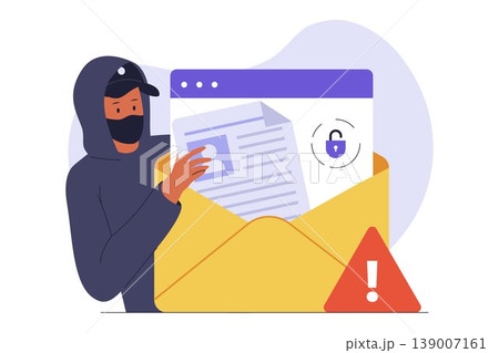 Illustration of Identity Theft Hacker Stealing Personal Profile 139007161