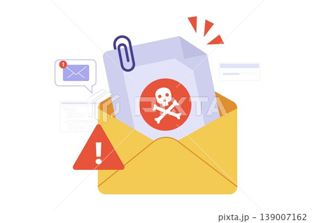 Illustration of Malicious Email Malware Attachment Warning Illustration of Malicious Email Malware Attachment Warning 139007162
