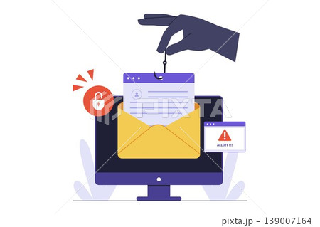 Email Phishing Attack and Cyber Crime Illustration 139007164