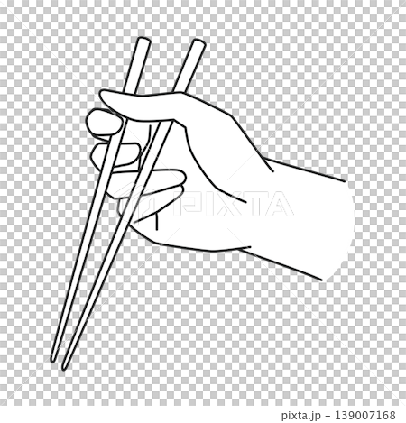 お箸を持つ手の線画 139007168