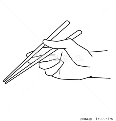 お箸を持つ手の線画 お箸を持つ手の線画 139007170