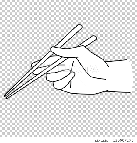 お箸を持つ手の線画 お箸を持つ手の線画 139007170