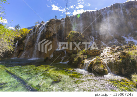 Beautiful Pearl Shoals Waterfall in Jiuzhaigou nature reserve (Jiuzhai Valley National Park),China  139007248